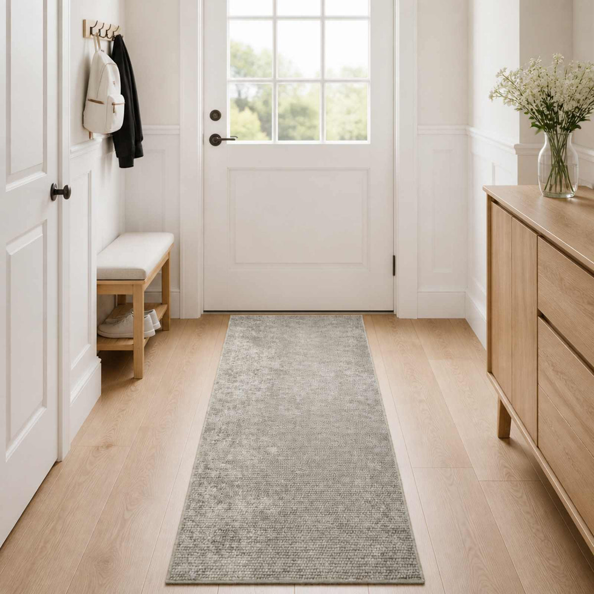 vidaXL Rug Beige 100 x 250 cm 100% Polyester 3 mm Washable 1