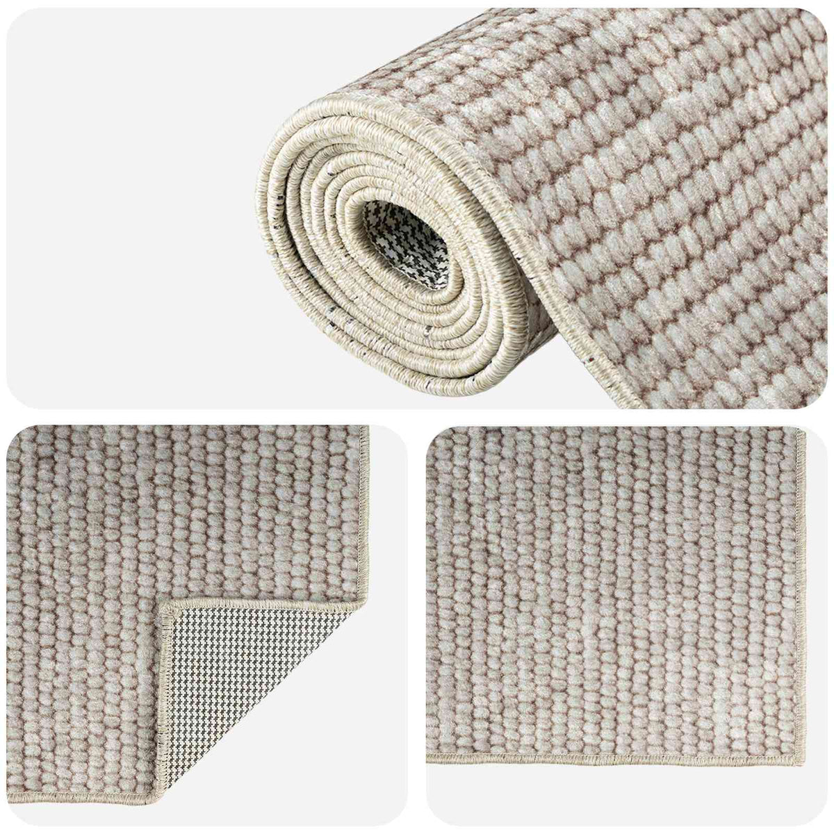 vidaXL Rug Beige 100 x 250 cm 100% Polyester 3 mm Washable 4