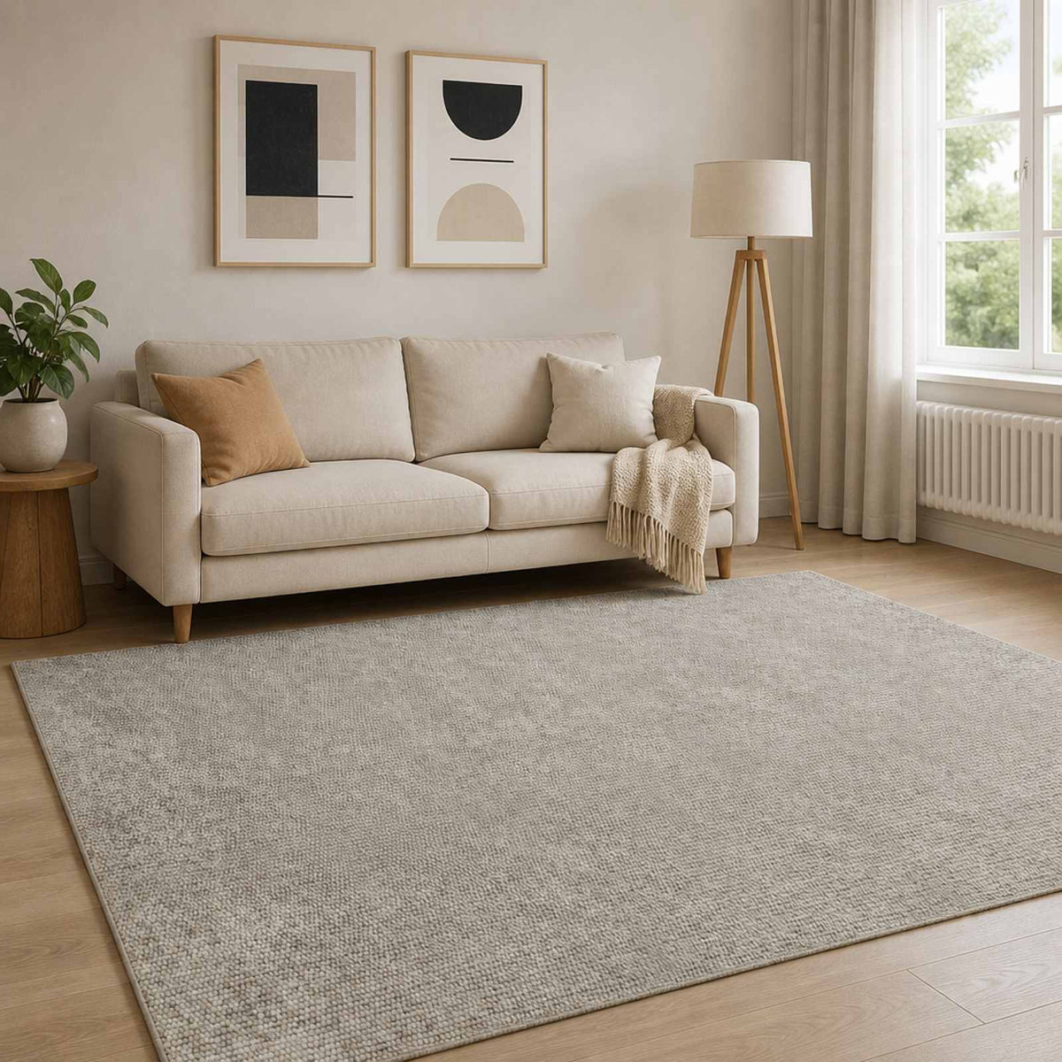 vidaXL Rug Beige 160 x 230 cm 100% Polyester 3 mm Washable 1
