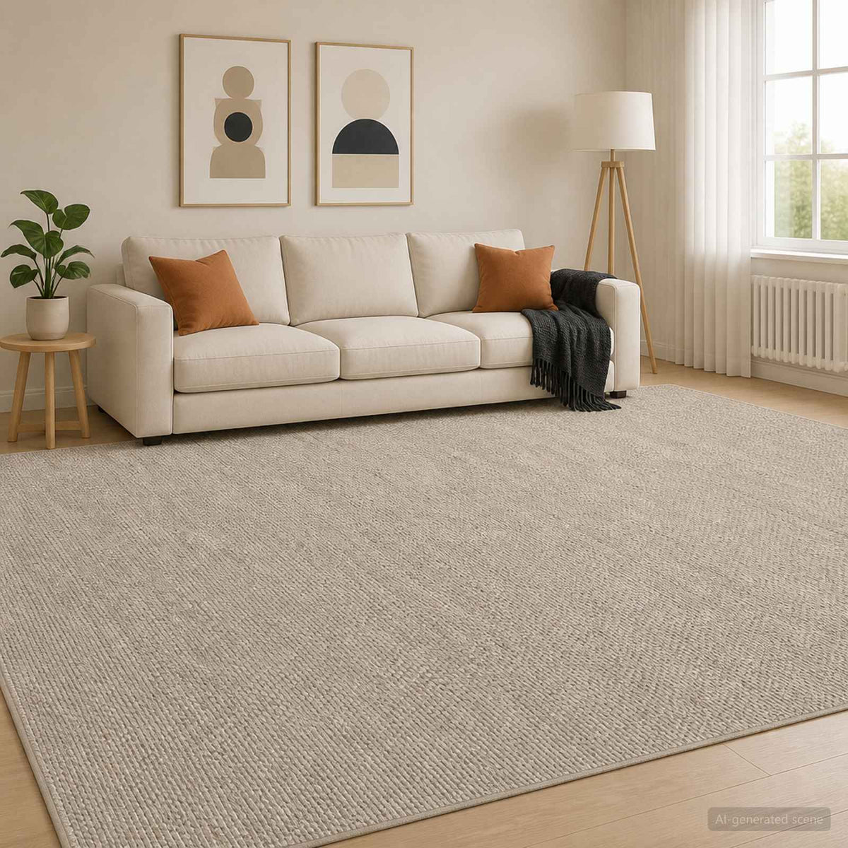 vidaXL Rug Beige 300 x 400 cm 100% Polyester 3 mm Washable 1