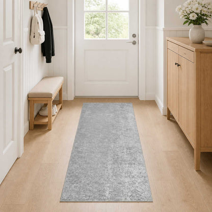 vidaXL Rug Grey 100 x 250 cm 100% Polyester 3 mm Washable 1