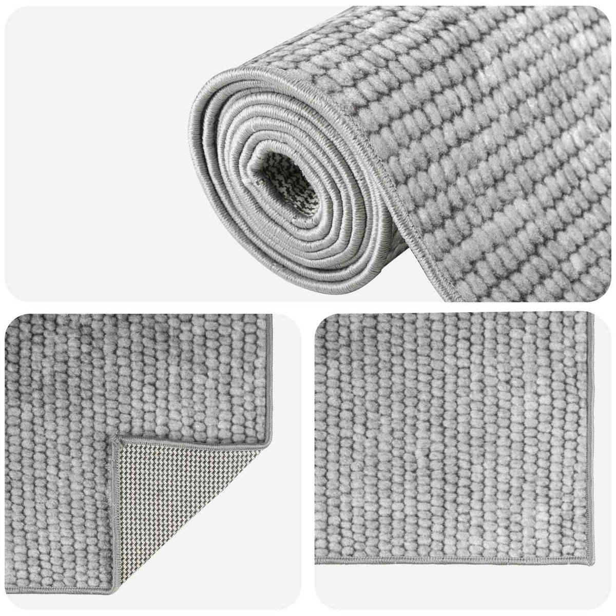 vidaXL Rug Grey 100 x 250 cm 100% Polyester 3 mm Washable 4