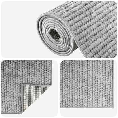 vidaXL Rug Grey 100 x 250 cm 100% Polyester 3 mm Washable 4