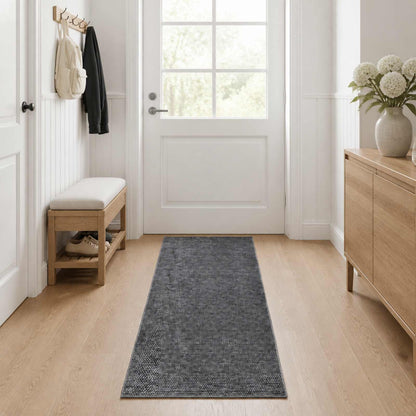 vidaXL Rug Anthracite 100 x 250 cm 100% Polyester 3 mm Washable 1