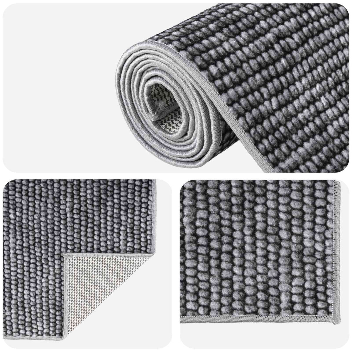 vidaXL Rug Anthracite 100 x 250 cm 100% Polyester 3 mm Washable 4