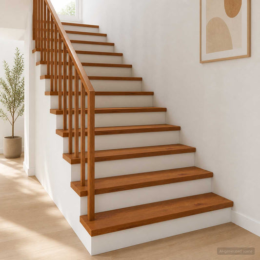 Stair Tread Solid Oak Wood Depth Brown
