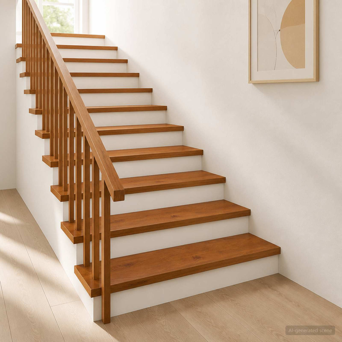 Stair Tread Solid Oak Wood Depth Brown