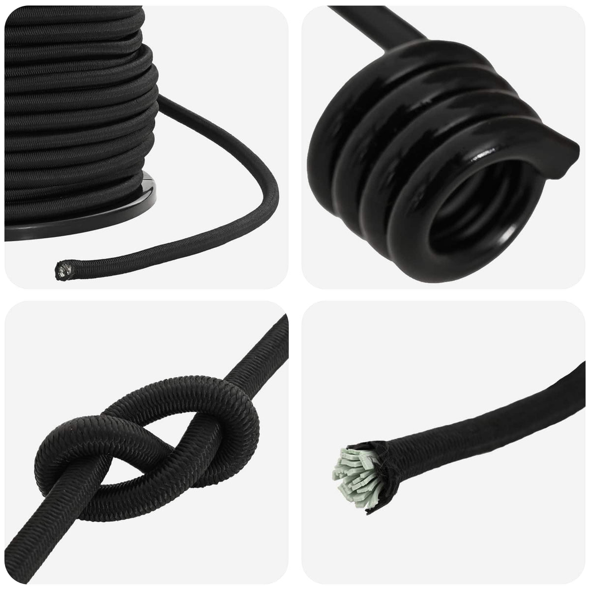 vidaXL Bungee Cords with Hooks 10 mm Black PP and Rubber 4