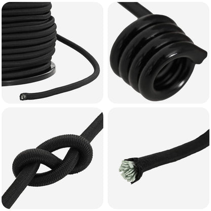 vidaXL Bungee Cords with Hooks 10 mm Black PP and Rubber 4