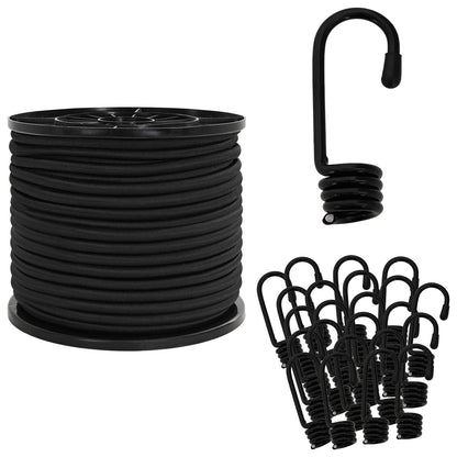 vidaXL Bungee Cords with Hooks 10 mm Black PP and Rubber 2