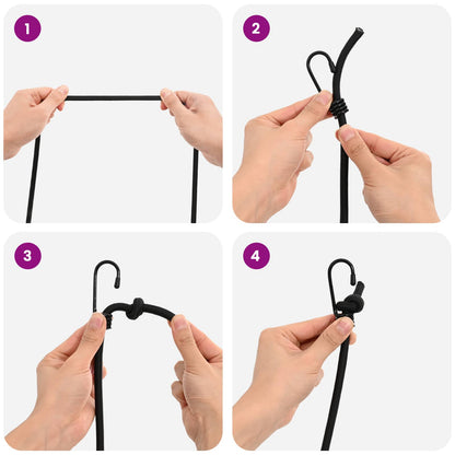 vidaXL Bungee Cords with Hooks 10 mm Black PP and Rubber 5
