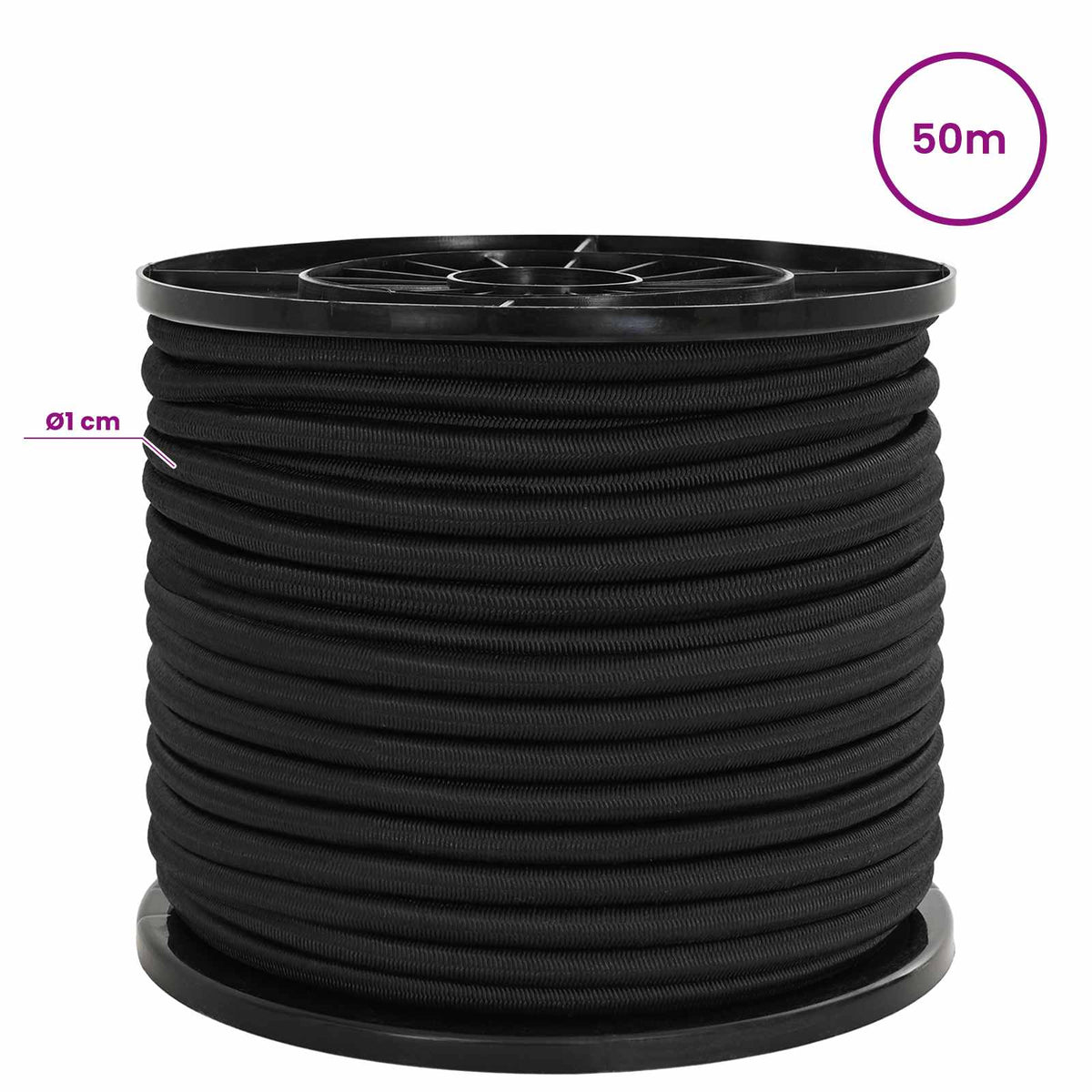 vidaXL Bungee Cords with Hooks 10 mm Black PP and Rubber 6