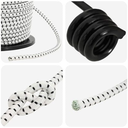 vidaXL Bungee Cords with Hooks 10 mm 50 m Black and White 3