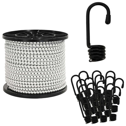 vidaXL Bungee Cords with Hooks 10 mm 50 m Black and White 1