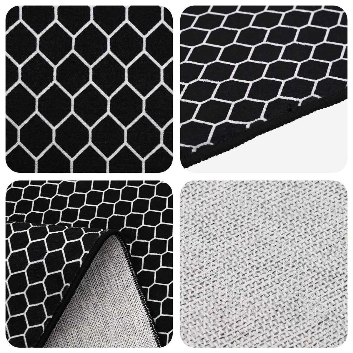 vidaXL Rug ORIZ Black Mesh Pattern 200 x 200 cm 100% Polyester 3