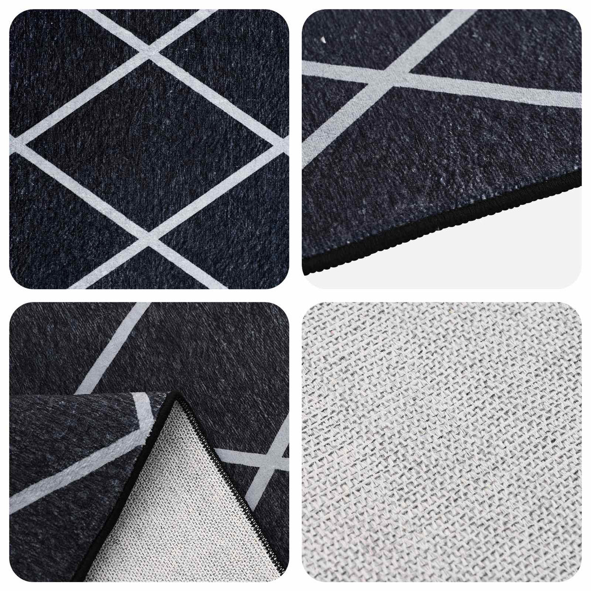 vidaXL Rug ORIZ Black Diamond Pattern 200 x 200 cm 100% Polyester 3