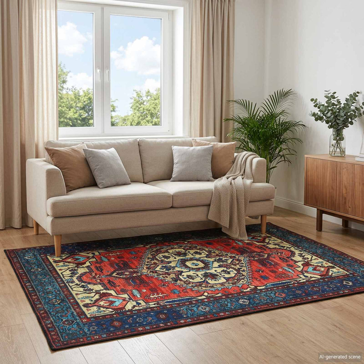vidaXL Rug ORIZ Red 200 x 200 cm 100% Polyester 1