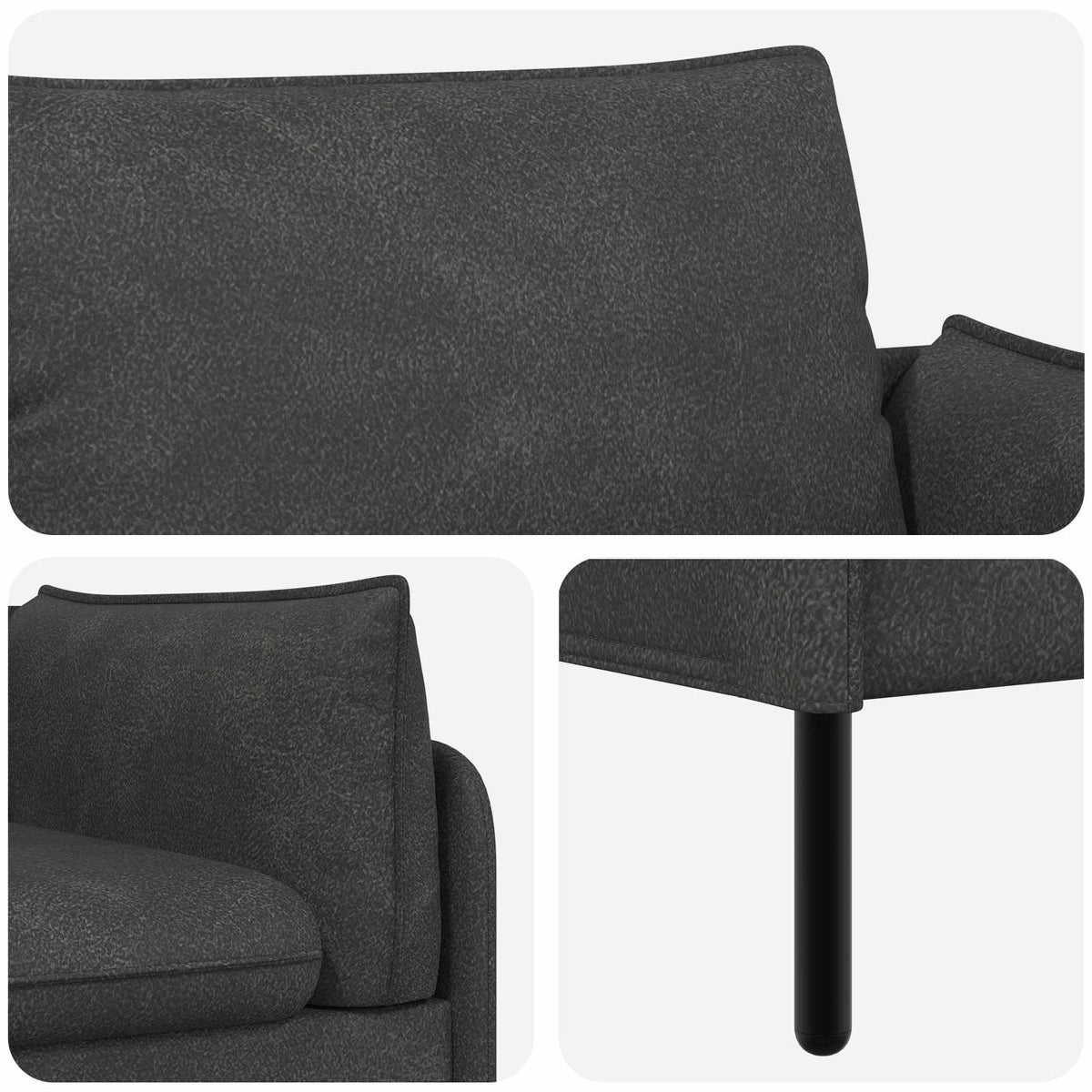 2-Seater Sofa 188 x 81 x 89 cm Faux Leather Black