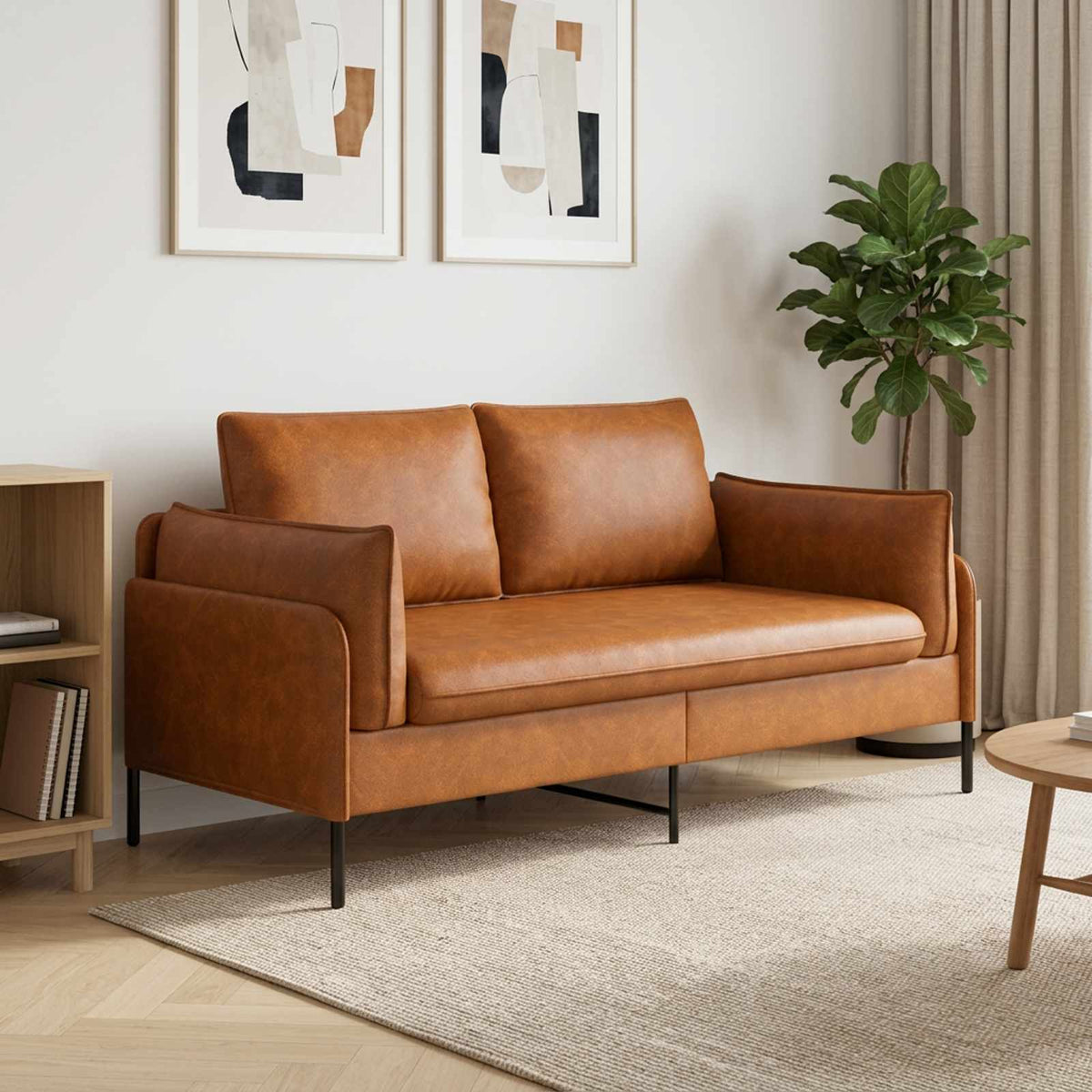 2-Seater Sofa 188 x 81 x 89 cm Faux Leather Brown