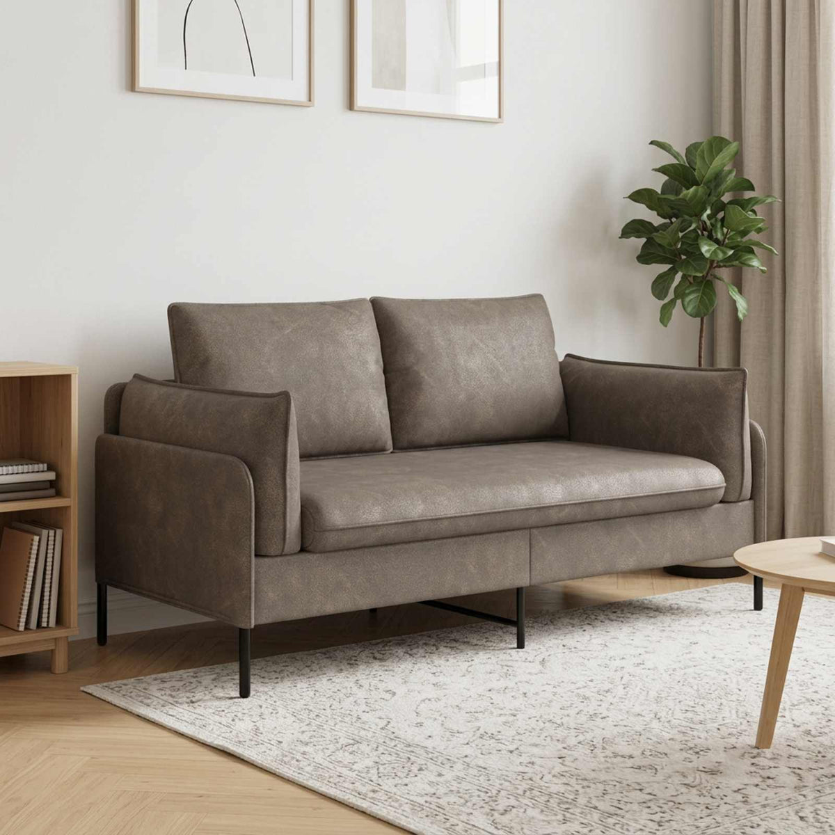 2-Seater Sofa 188 x 81 x 89 cm Faux Leather Grey