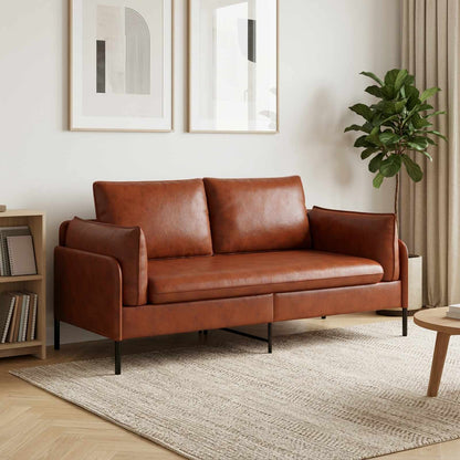 2-Seater Sofa 188 x 81 x 89 cm Faux Leather Shiny brown