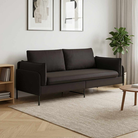3-Seater Sofa 222 x 81 x 89 cm Velvet 180 cm Black