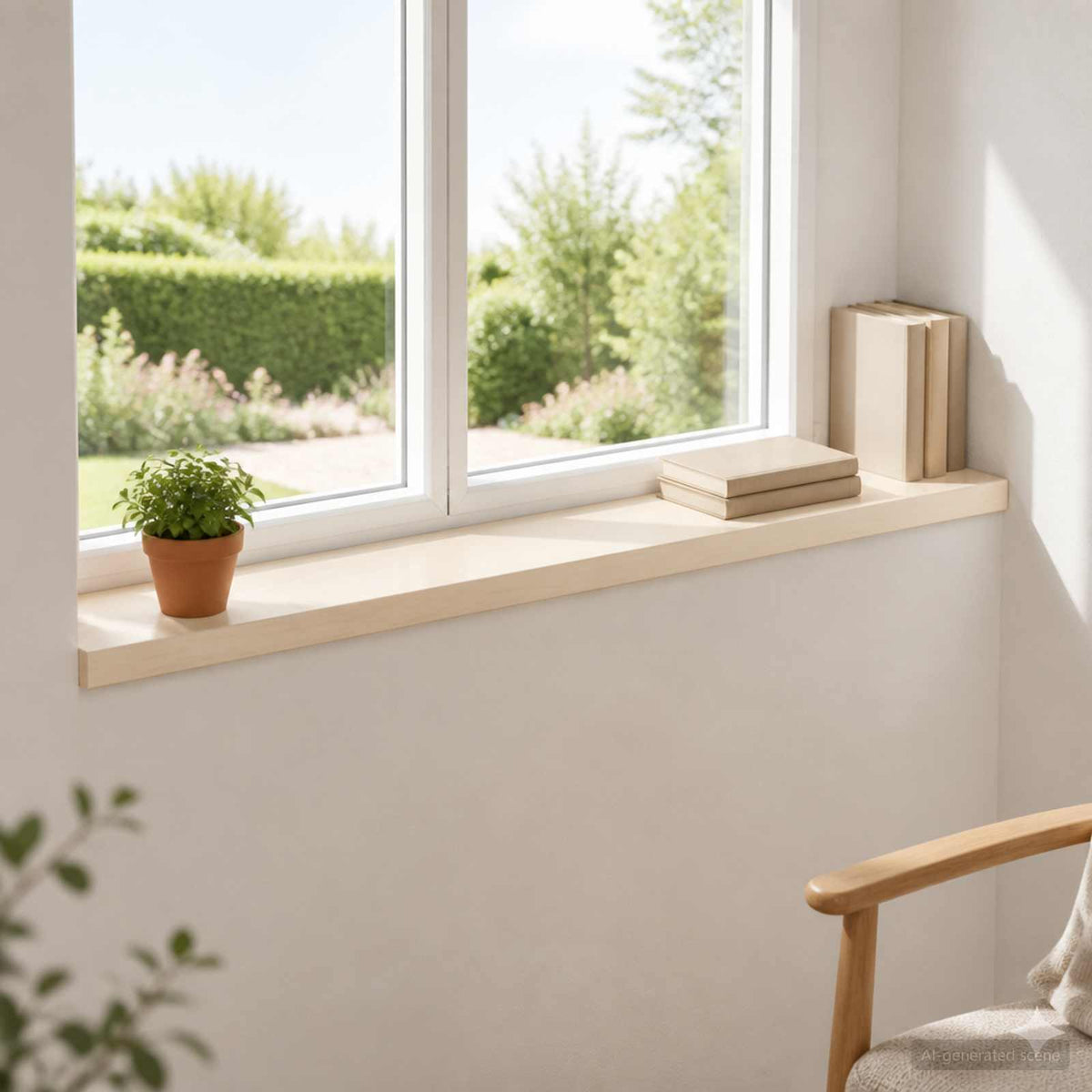 vidaXL Window Sills 2 pcs White 100 x 20 x 2 cm Solid Oak Wood 1