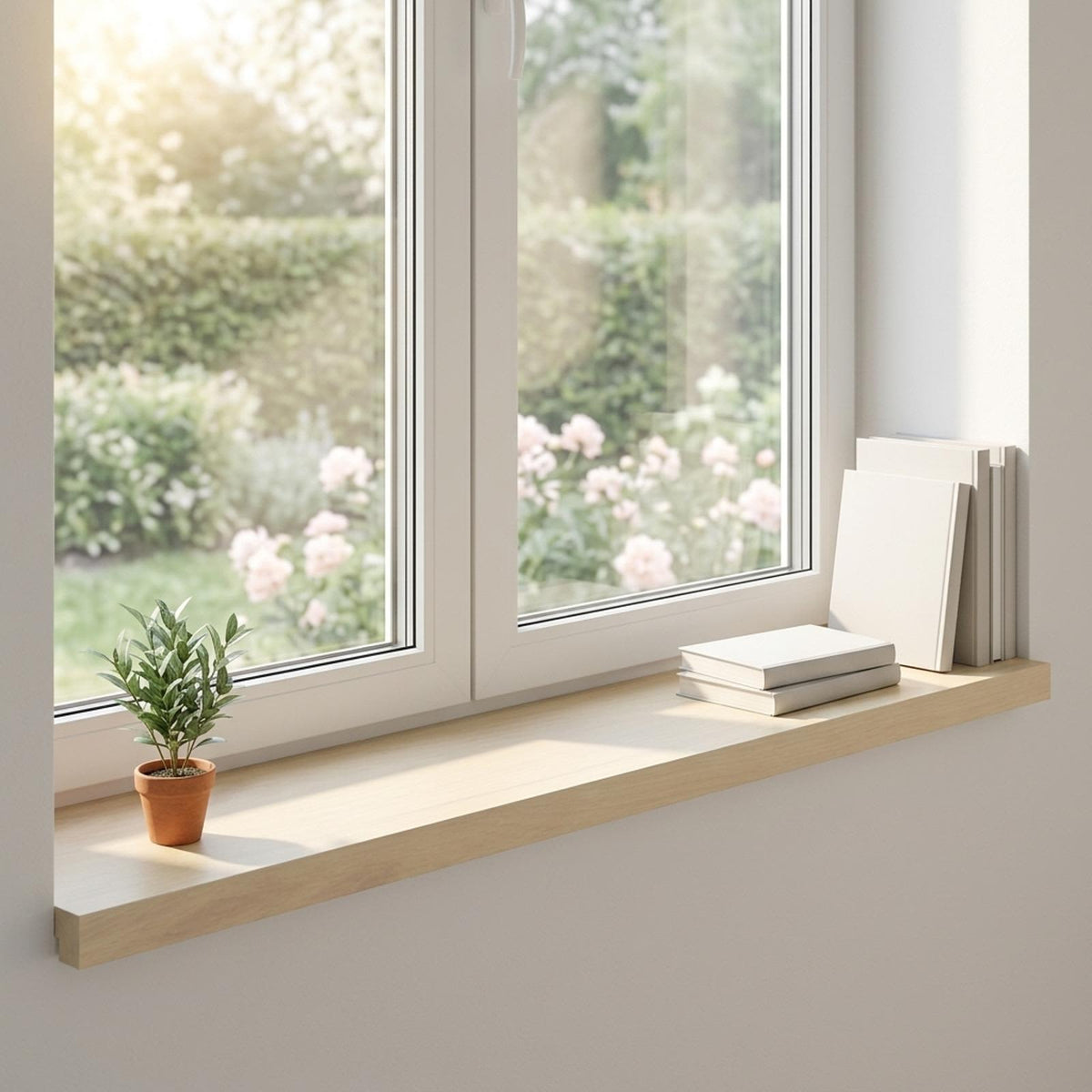 vidaXL Window Sills 2 pcs White 80 x 25 x 2 cm Solid Oak Wood 1