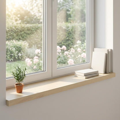 vidaXL Window Sills 2 pcs White 80 x 25 x 2 cm Solid Oak Wood 1