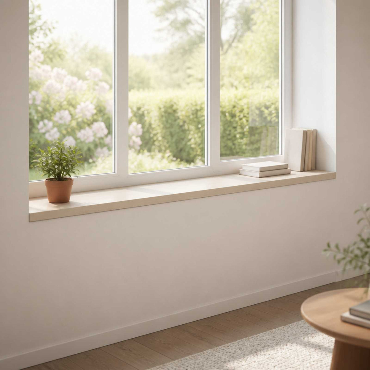vidaXL Window Sills 2 pcs Solid Oak Wood Depth 25 cm White