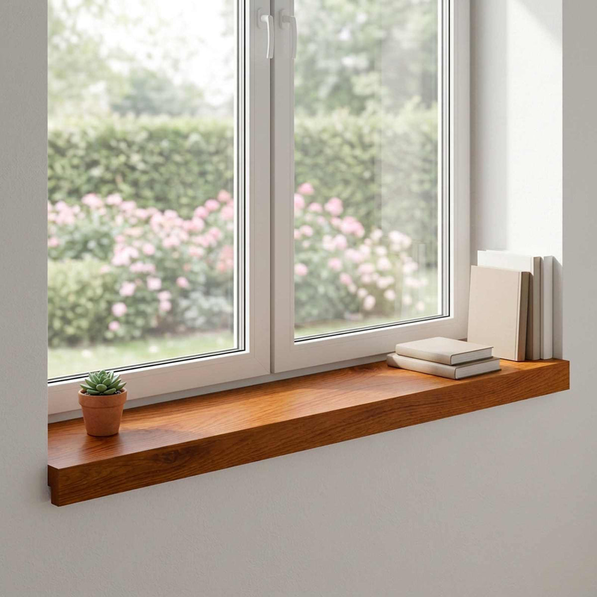 vidaXL Window Sills 2 pcs Brown 100 x 20 x 2 cm Solid Oak Wood 1
