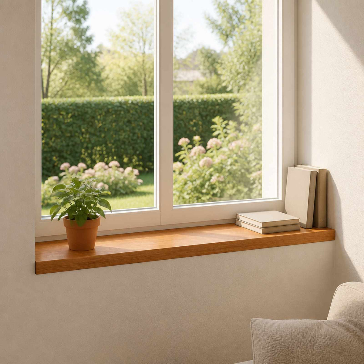vidaXL Window Sills 2 pcs Brown 90 x 25 x 2 cm Solid Oak Wood 1