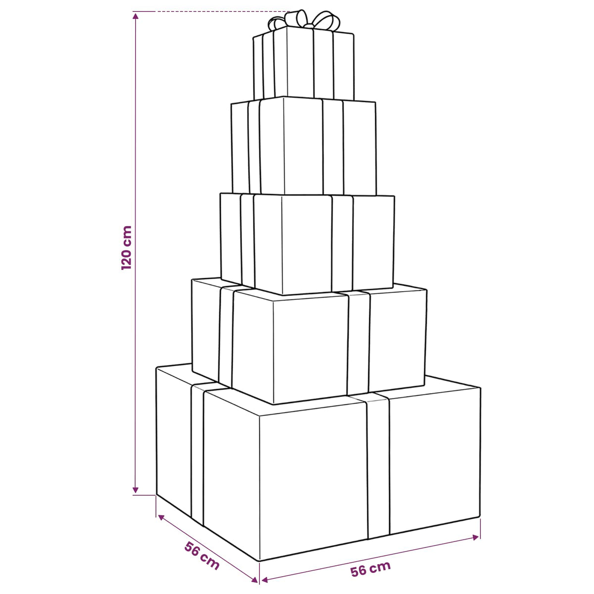 Christmas LED Gift Box Stack 250 LEDs Warm White Red Fabric