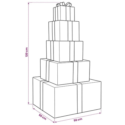 Christmas LED Gift Box Stack 250 LEDs Warm White Red Fabric