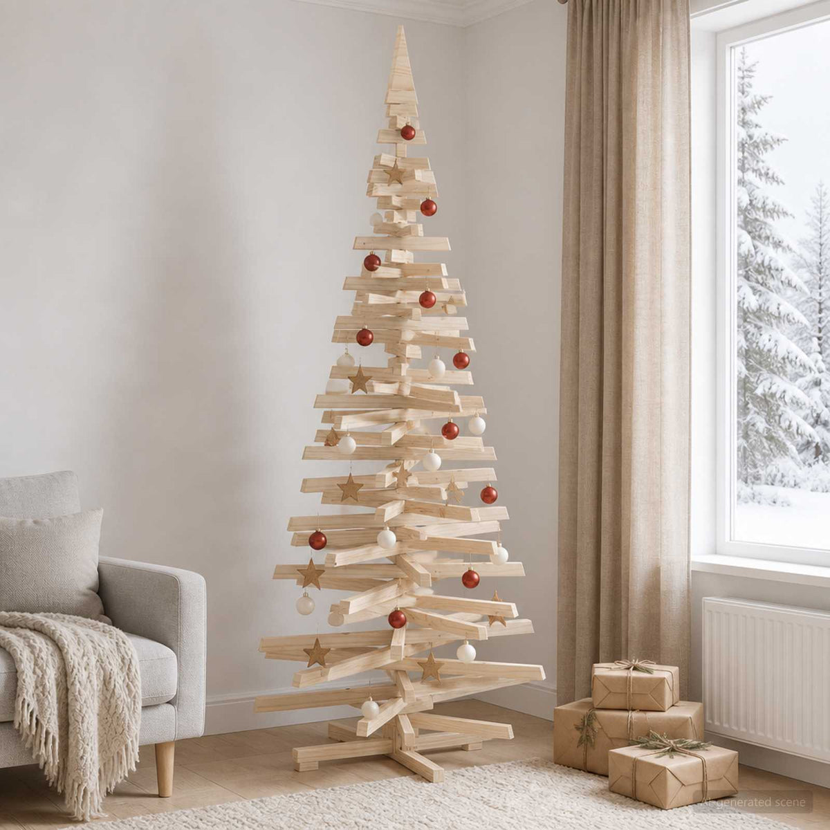 vidaXL Wooden Christmas Tree KOTKA Solid Pine Wood Natural