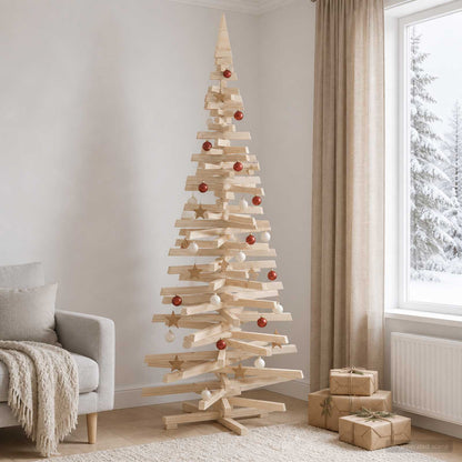 vidaXL Wooden Christmas Tree KOTKA Solid Pine Wood Natural