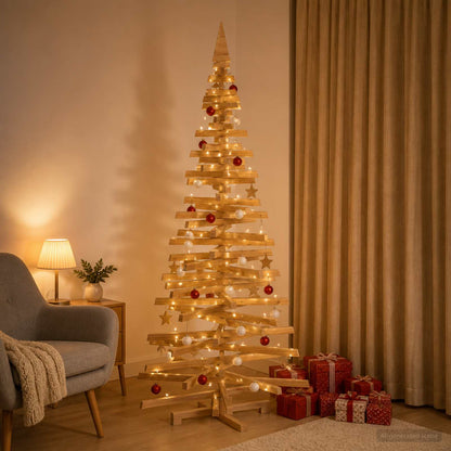 vidaXL Wooden Christmas Tree KOTKA Solid Pine Wood Natural