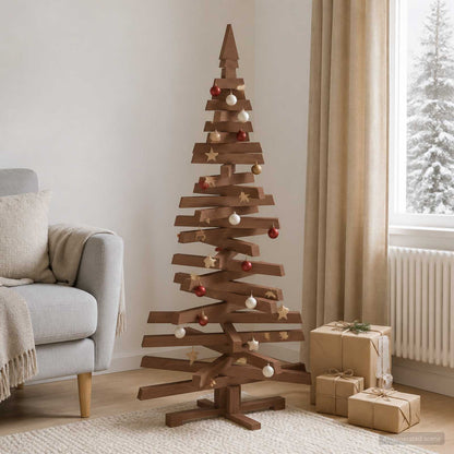 vidaXL Wooden Christmas Tree KOTKA Solid Pine Wood Natural