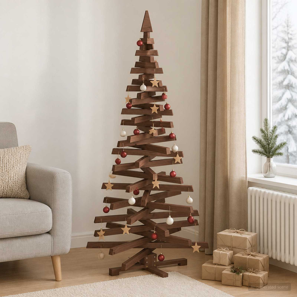 vidaXL Wooden Christmas Tree KOTKA Solid Pine Wood Natural