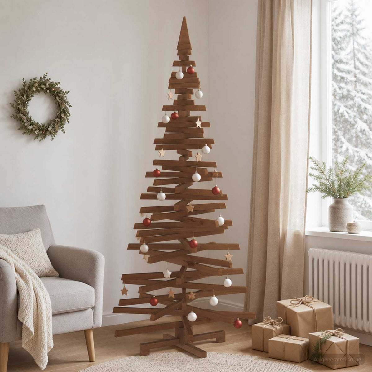 vidaXL Wooden Christmas Tree KOTKA Solid Pine Wood Natural