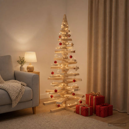 Wooden Christmas Tree KOTKA Solid Pine Wood Natural (unfinished) 120 cm