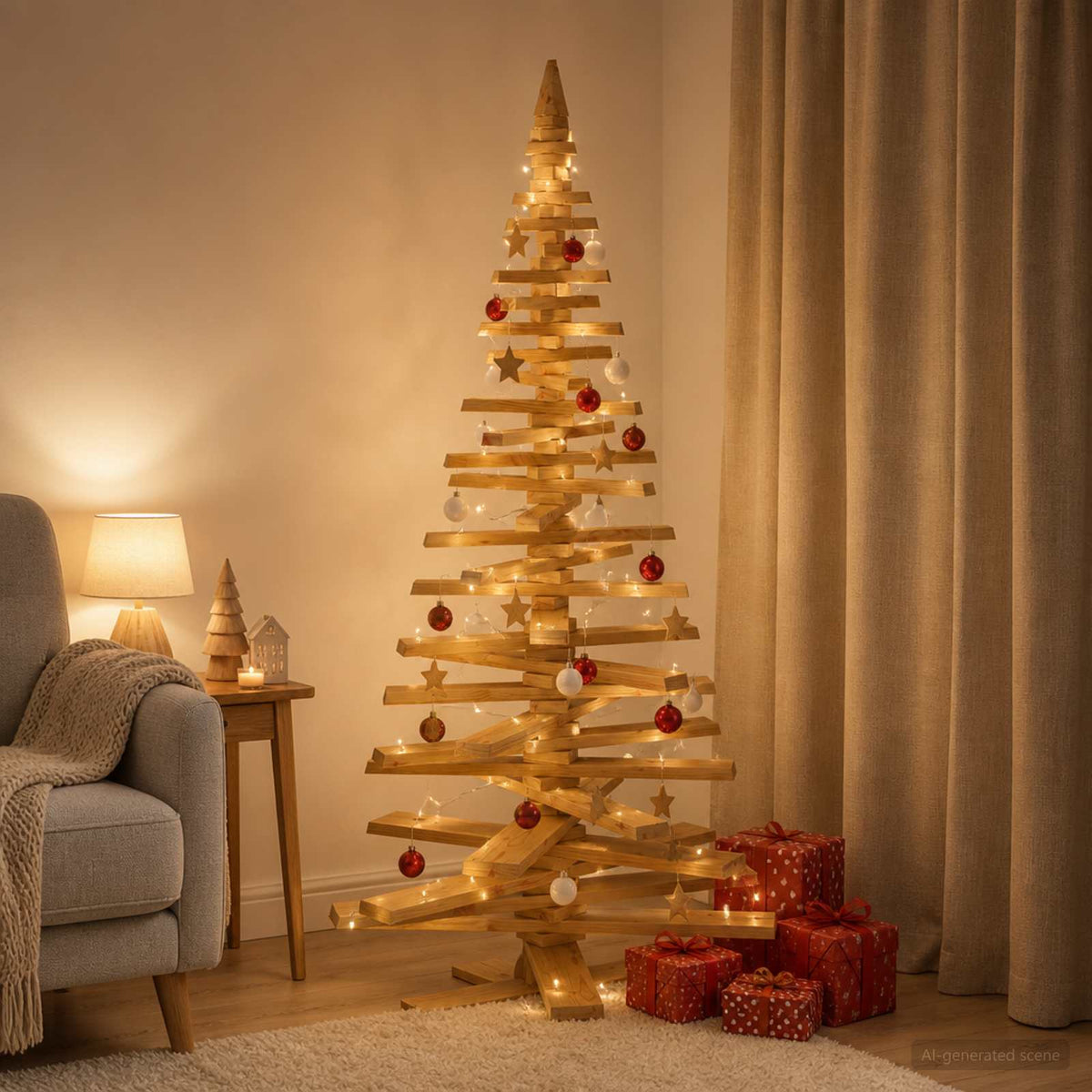 vidaXL Wooden Christmas Tree KOTKA Solid Pine Wood