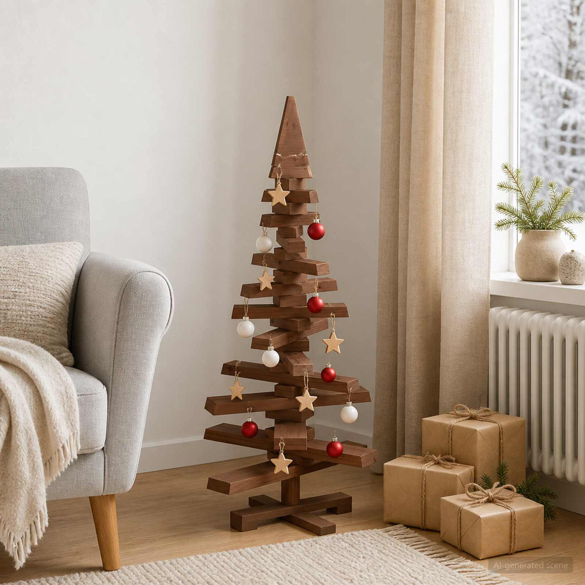 vidaXL Wooden Christmas Tree KOTKA 90 cm Solid Pine Wood 1