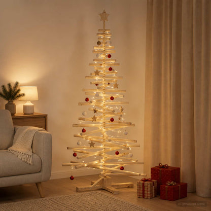 Wooden Christmas Tree KOTKA Solid Pine Wood Natural (unfinished) 180 cm
