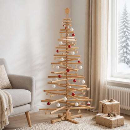 Wooden Christmas Tree KOTKA Solid Pine Wood Brown finish 180 cm