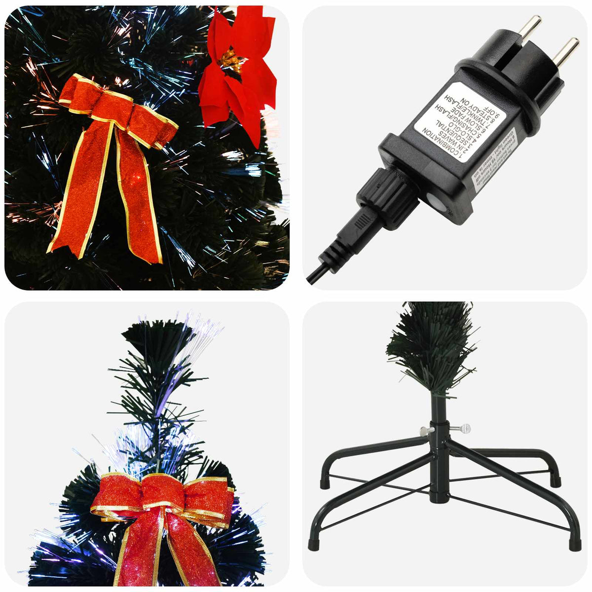 vidaXL Fiber Optic Christmas Tree 150 cm 24 LEDs Multicolour PVC 6