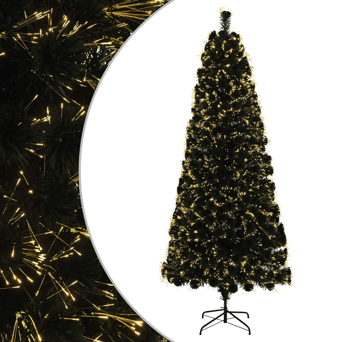 vidaXL Fiber Optic Christmas Tree 150 cm 24 LEDs Warm White PVC Green 2