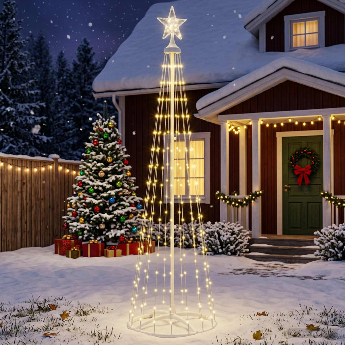LED Cone Christmas Tree 250 LEDs Steel 180 cm White Warm white