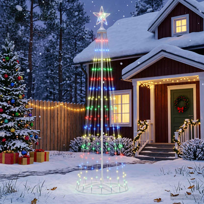 LED Cone Christmas Tree 250 LEDs Steel 180 cm White Multicolour