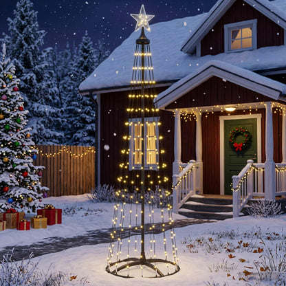 LED Cone Christmas Tree 250 LEDs Steel 180 cm Black Warm white